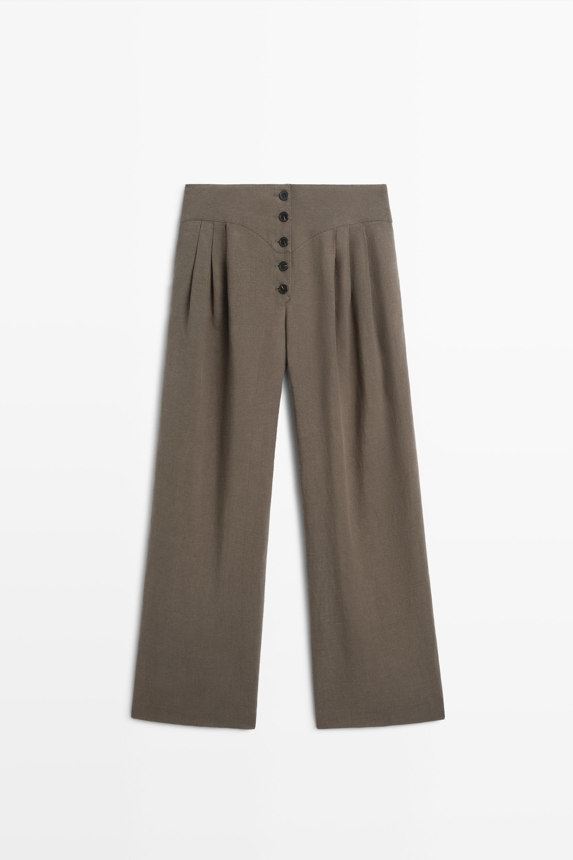 Pantalon plissé en lin